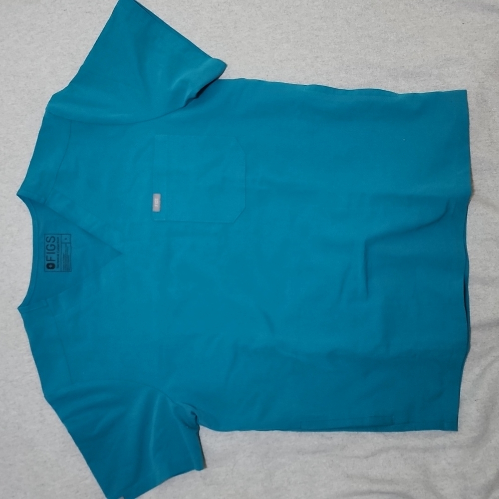 FIGS Men's Teal Chisec Three-Pocket Scrub Top Large